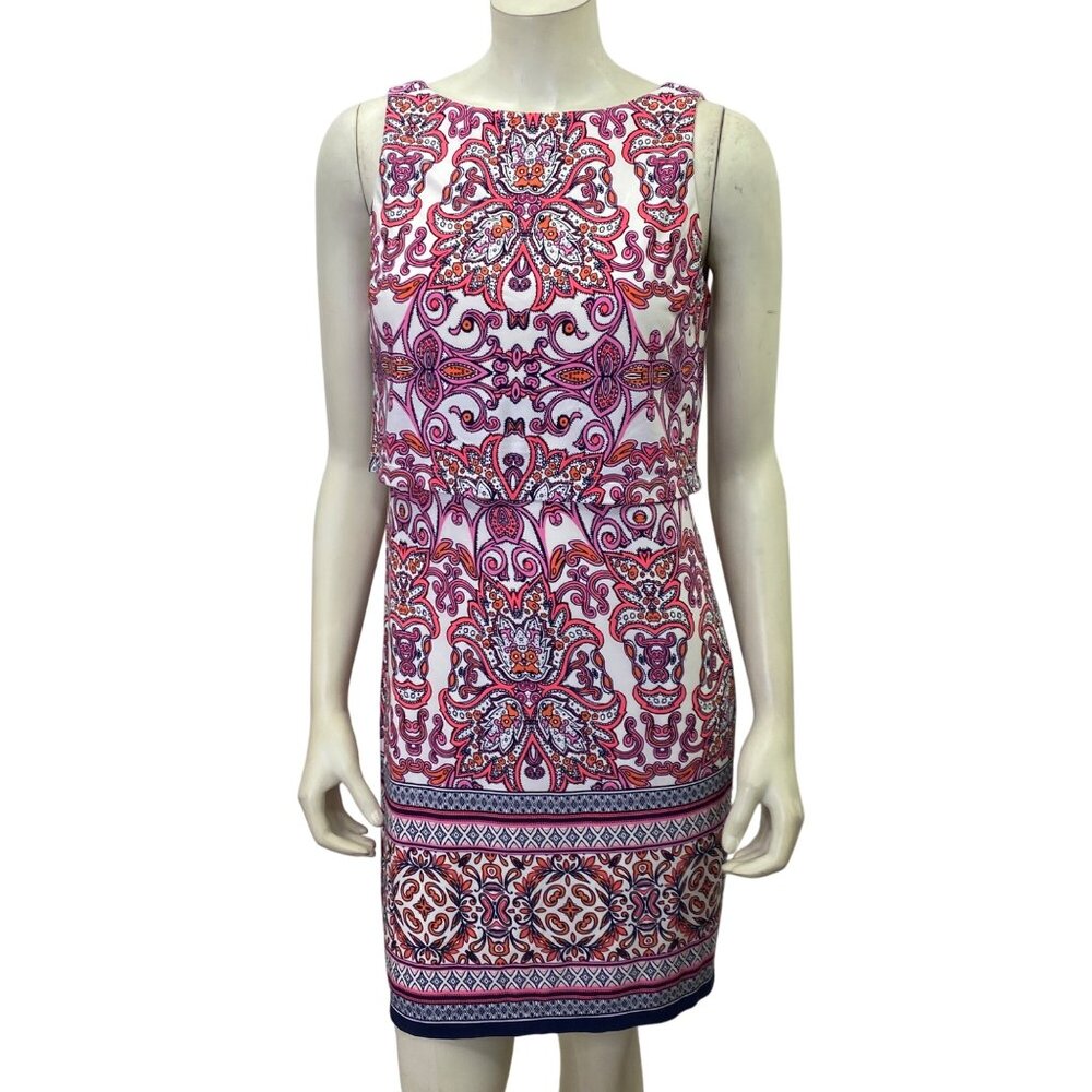 Vince Camuto Womens‎ Sleeveless Printed Shift Dress  Multicolor size 4